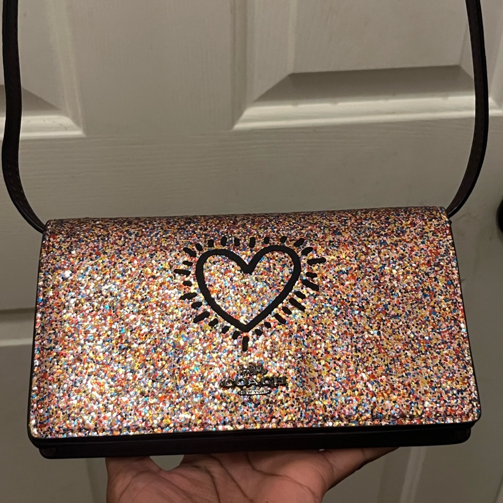 LIKE NEW Coach x Keith Haring Hayden Glitter Foldover Crossbody (F65687)